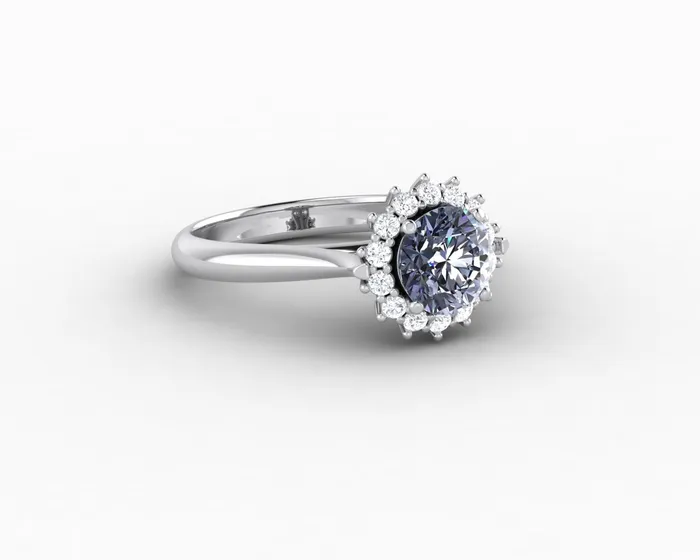 Sapheena Jewelry Maia 100 Ct Round Cut Halo Grey Moissanite Engagement Ring Rings