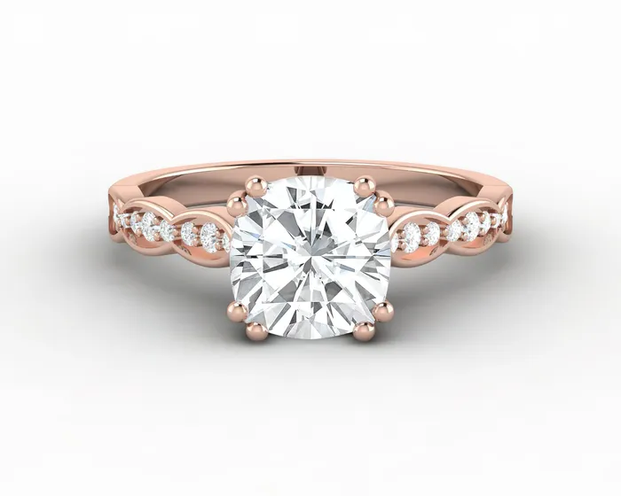 Sapheena Jewelry Rings Celeste 15 Ct Solitaire Cushion Cut Engagement Ring With Side Stones