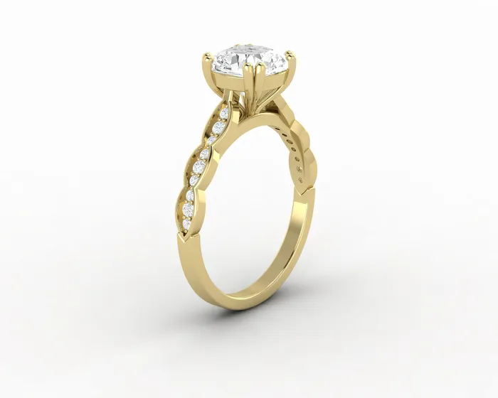 Sapheena Jewelry Rings Celeste 15 Ct Solitaire Cushion Cut Engagement Ring With Side Stones