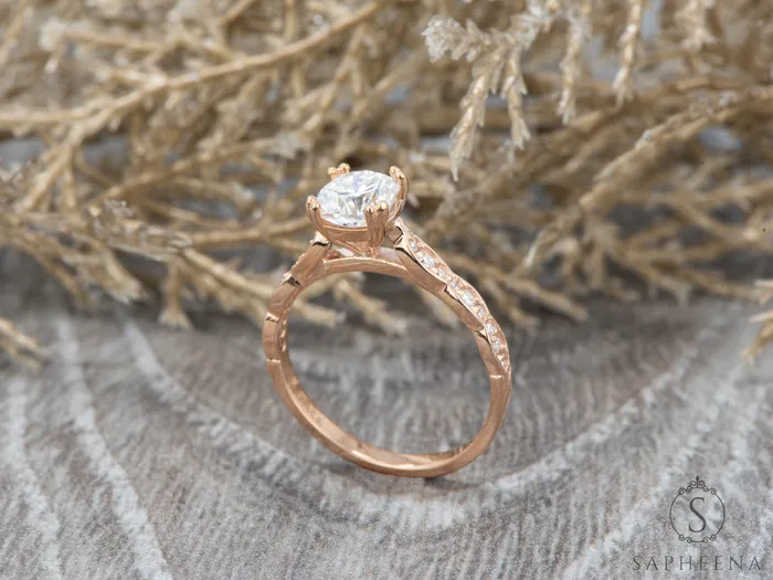 Sapheena Jewelry Rings Celeste 15 Ct Solitaire Cushion Cut Engagement Ring With Side Stones