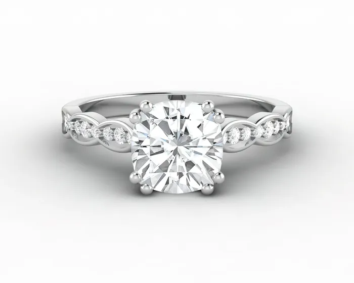 Sapheena Jewelry Rings Celeste 15 Ct Solitaire Cushion Cut Engagement Ring With Side Stones