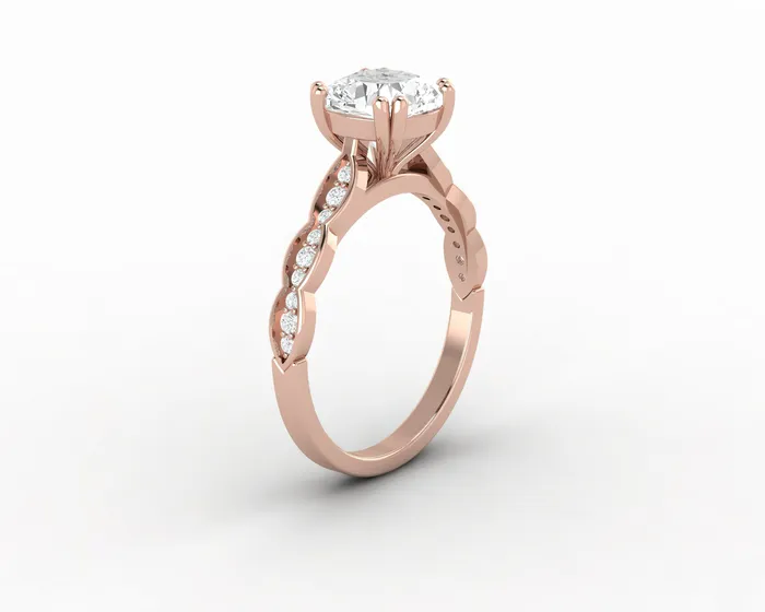 Sapheena Jewelry Rings Celeste 15 Ct Solitaire Cushion Cut Engagement Ring With Side Stones