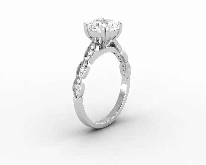 Sapheena Jewelry Rings Celeste 15 Ct Solitaire Cushion Cut Engagement Ring With Side Stones