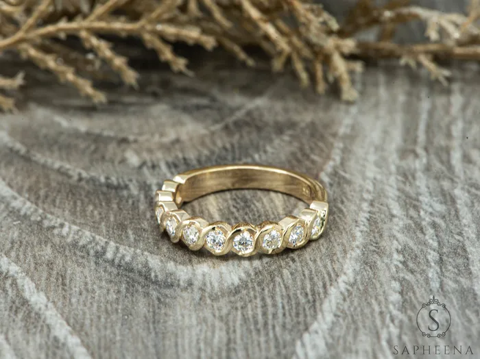 Sapheena Jewelry Rings Eliza 35 Ct Bezel Set Half Eternity Eternity Wedding Band