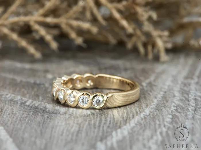 Sapheena Jewelry Rings Eliza 35 Ct Bezel Set Half Eternity Eternity Wedding Band