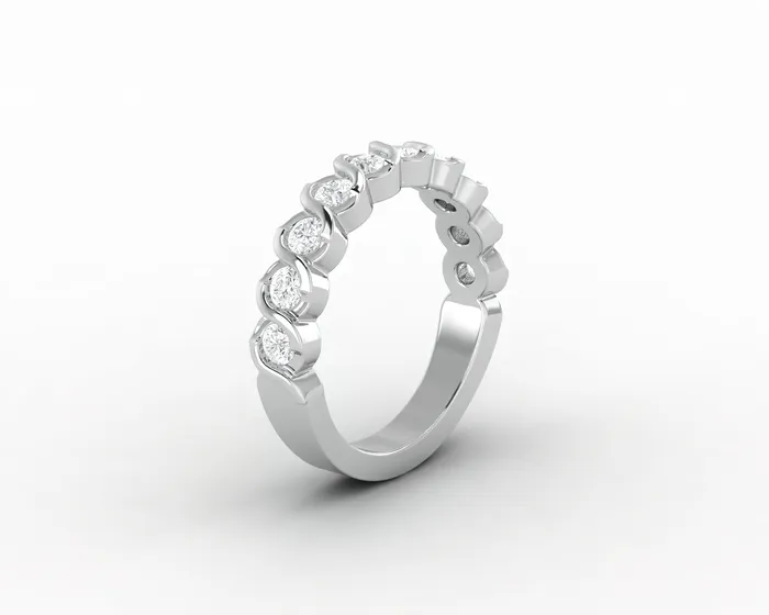 Sapheena Jewelry Rings Eliza 35 Ct Bezel Set Half Eternity Eternity Wedding Band