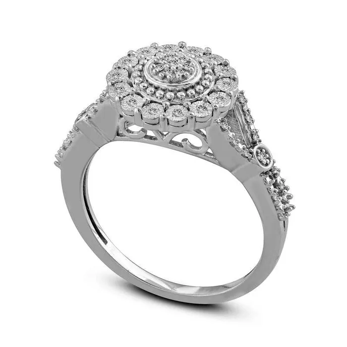010 CT TW Composite Natural Diamond Frame Ring in Sterling Silver Goldia Rings 010 CT TW Composite Natural Diamond Frame Ring in Sterling Silver Goldia Rings