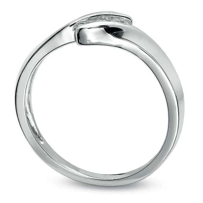 017 CT TW Natural Diamond Three Stone Bypass Promise Ring in Sterling Silver Goldia Rings