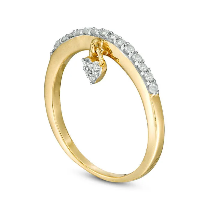 020 CT TW Natural Diamond Heart Charm Ring in Sterling Silver with Solid 14K Gold Plate Goldia Rings 020 CT TW Natural Diamond Heart Charm Ring in Sterling Silver with Solid 14K Gold Plate Goldia Rings