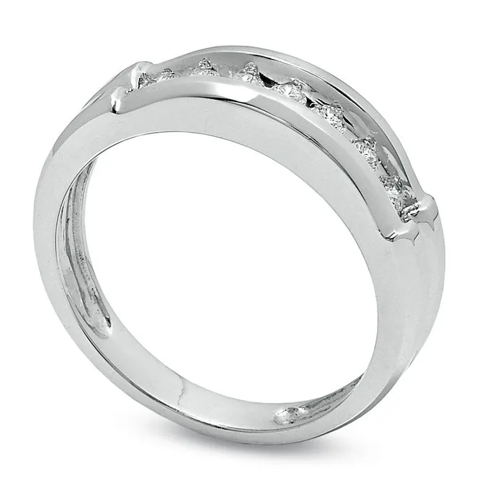 020 CT TW Natural Diamond SevenStone Band in Solid 14K White Gold Goldia Rings 020 CT TW Natural Diamond SevenStone Band in Solid 14K White Gold Goldia Rings