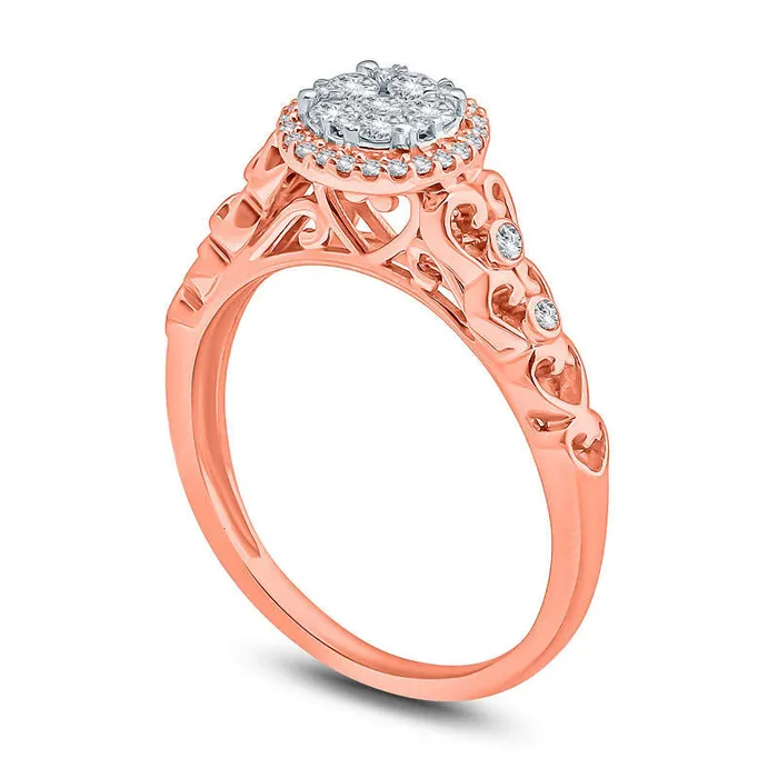 033 CT TW Composite Natural Diamond Frame Heart Shank Engagement Ring in Solid 10K Rose Gold Goldia Rings 033 CT TW Composite Natural Diamond Frame Heart Shank Engagement Ring in Solid 10K Rose Gold Goldia Rings