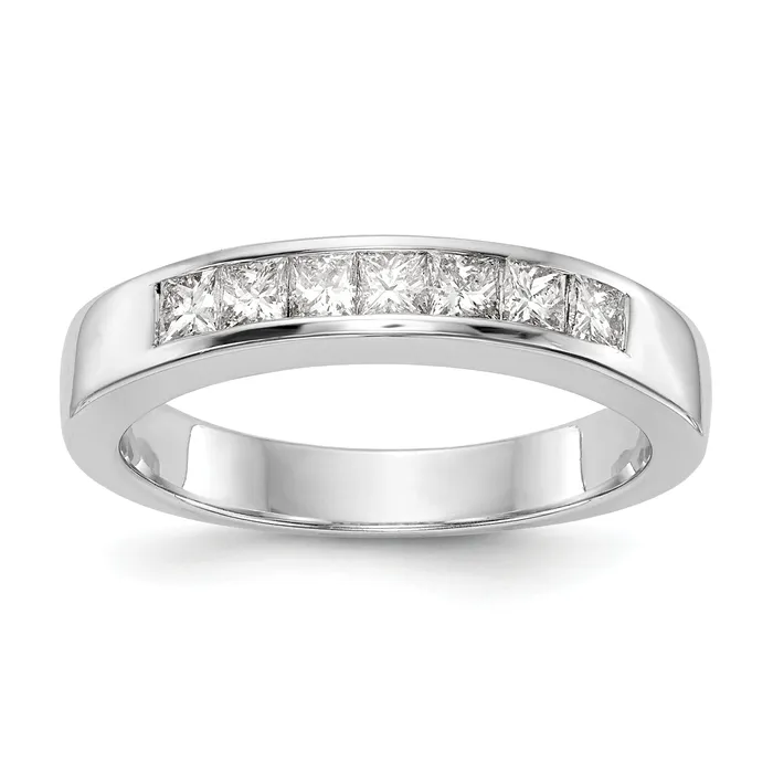 045ct CZ Solid Real 14K White Gold 7Stone Channel Wedding Band Ring Goldia Rings