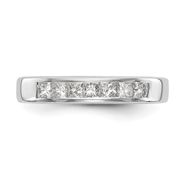 045ct CZ Solid Real 14K White Gold 7Stone Channel Wedding Band Ring Goldia Rings