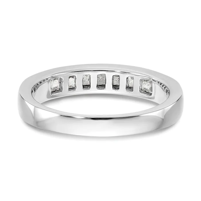045ct CZ Solid Real 14K White Gold 7Stone Channel Wedding Band Ring Goldia Rings