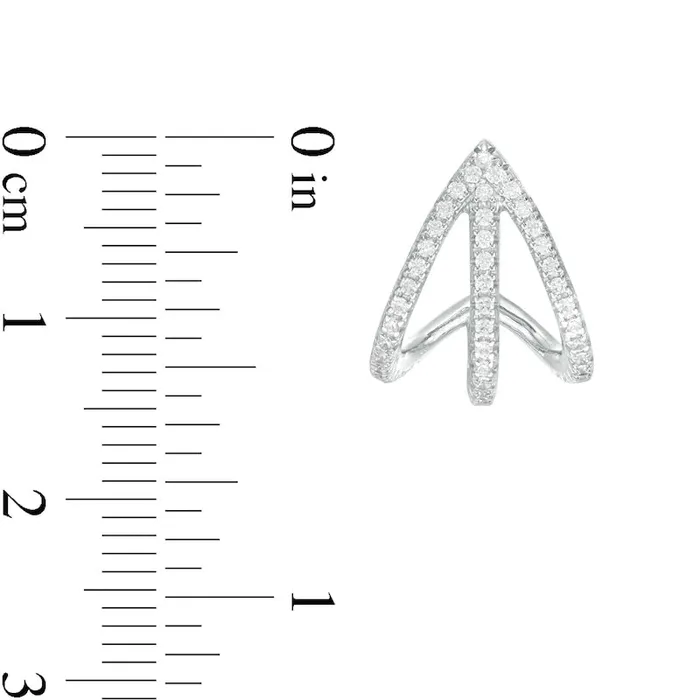 05 CT TW Diamond Triple Row Split Hoop Earrings in Sterling Silver Goldia Earrings 05 CT TW Diamond Triple Row Split Hoop Earrings in Sterling Silver Goldia Earrings