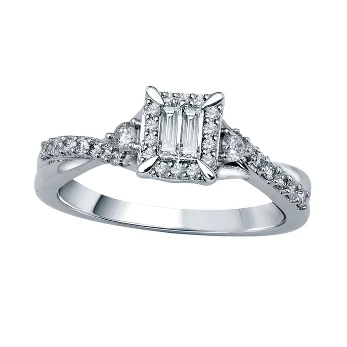 050 CT TW Baguette Natural Diamond Rectangle Frame Bridal Engagement Ring Set in Solid 10K White Gold Goldia Rings 050 CT TW Baguette Natural Diamond Rectangle Frame Bridal Engagement Ring Set in Solid 10K White Gold Goldia Rings