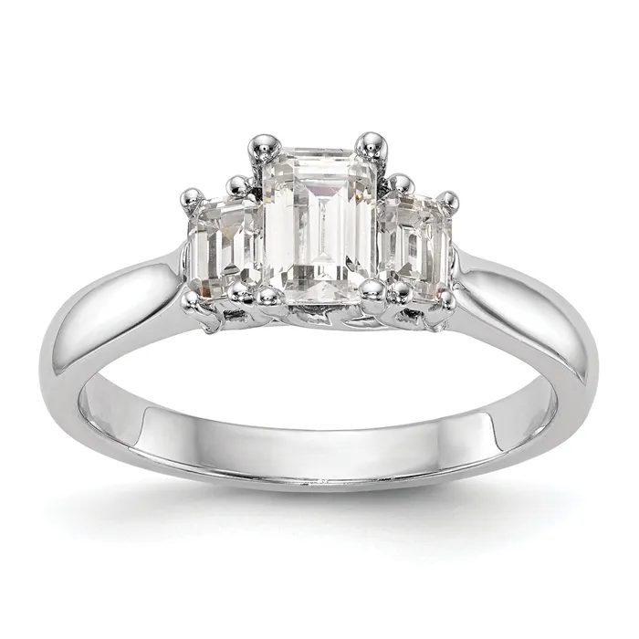 050ct CZ Solid Real 14K White Gold 3Stone Engagement Ring Goldia Rings