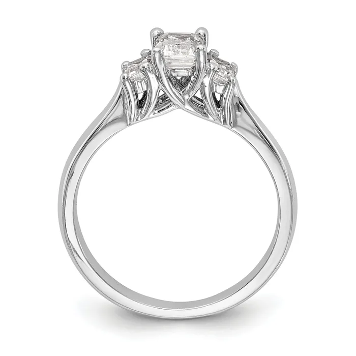 050ct CZ Solid Real 14K White Gold 3Stone Engagement Ring Goldia Rings