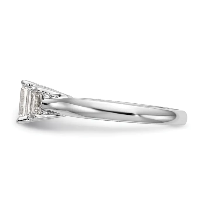 050ct CZ Solid Real 14K White Gold 3Stone Engagement Ring Goldia Rings
