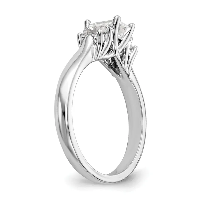 050ct CZ Solid Real 14K White Gold 3Stone Engagement Ring Goldia Rings