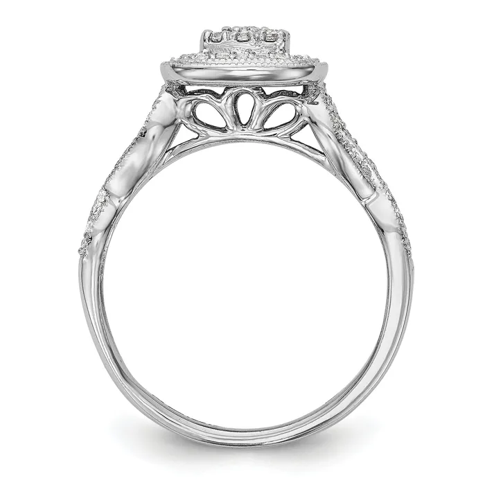 050ct CZ Solid Real 14K White Gold Complete Cluster Engagement Ring Goldia Rings