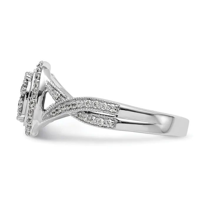 050ct CZ Solid Real 14K White Gold Complete Cluster Engagement Ring Goldia Rings