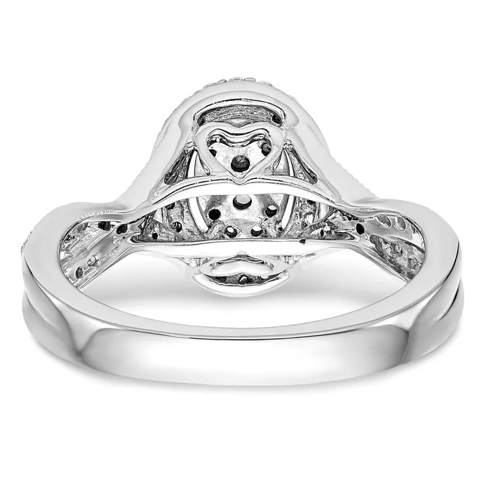 050ct CZ Solid Real 14K White Gold Complete Cluster Engagement Ring Goldia Rings