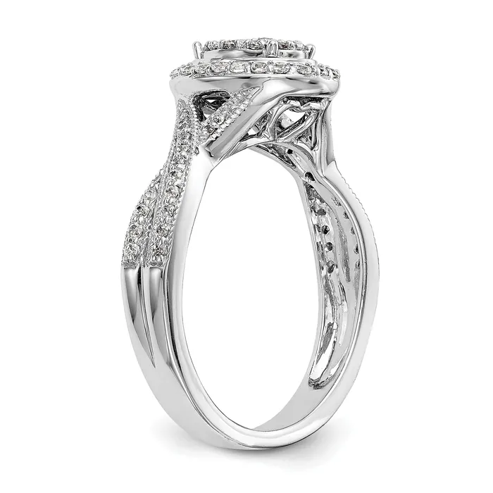 050ct CZ Solid Real 14K White Gold Complete Cluster Engagement Ring Goldia Rings