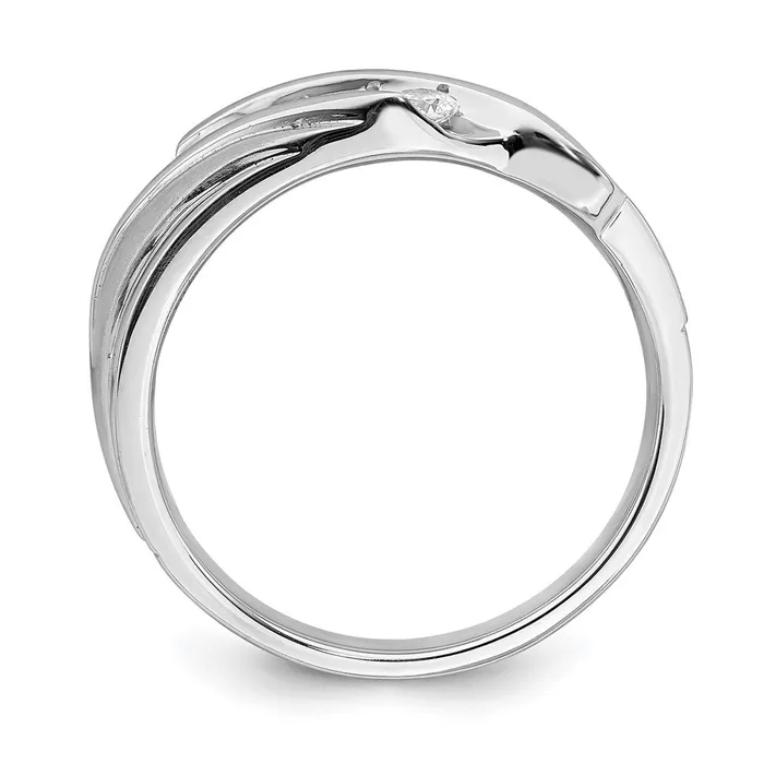 050ct CZ Solid Real 14k White Gold Mens Bridal Wedding Band Ring Goldia Rings