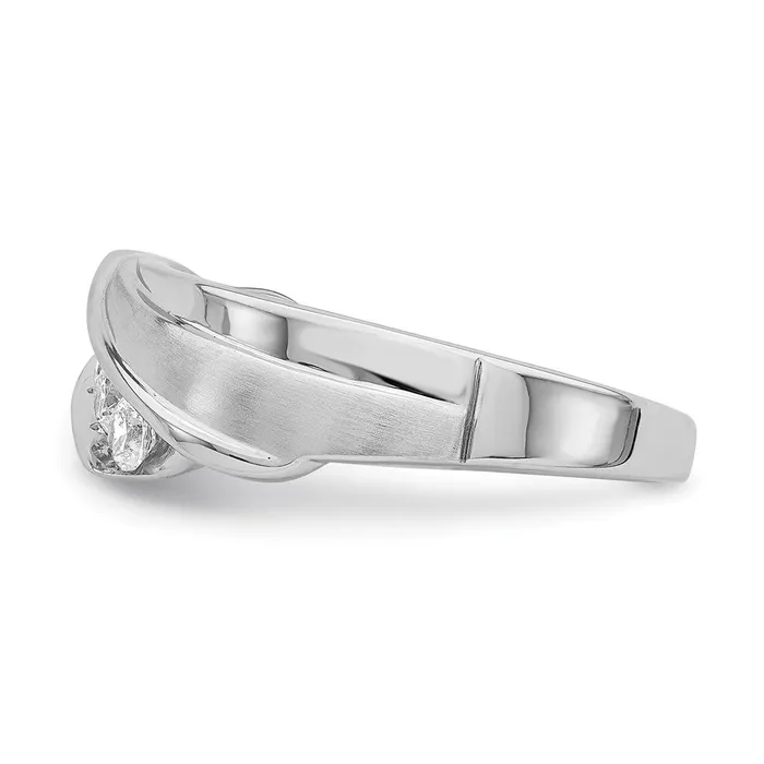 050ct CZ Solid Real 14k White Gold Mens Bridal Wedding Band Ring Goldia Rings
