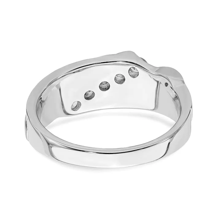 050ct CZ Solid Real 14k White Gold Mens Bridal Wedding Band Ring Goldia Rings