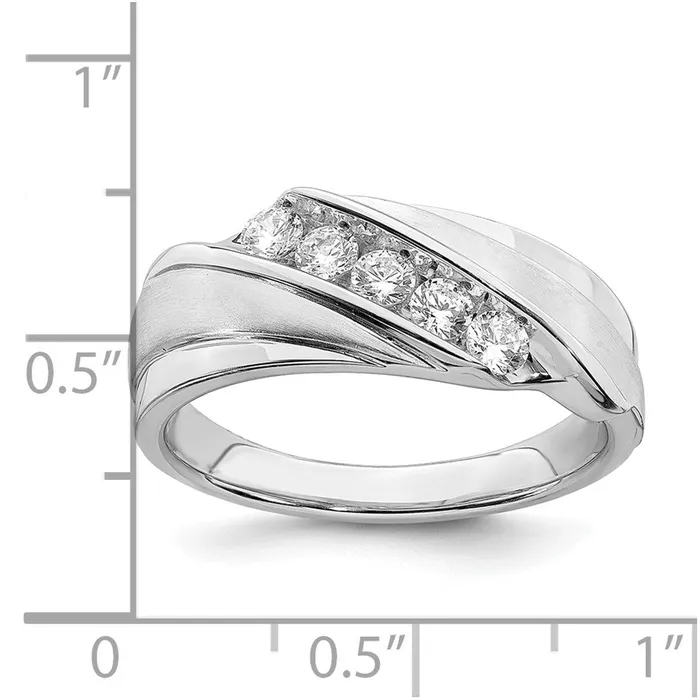 050ct CZ Solid Real 14k White Gold Mens Bridal Wedding Band Ring Goldia Rings