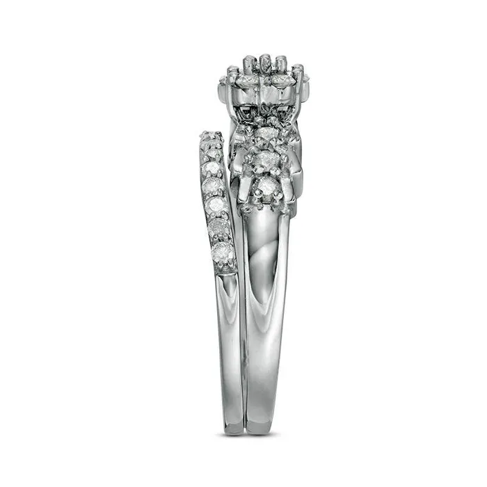 063 CT TW Composite Natural Diamond Bridal Engagement Ring Set in Solid 10K White Gold Goldia Rings 063 CT TW Composite Natural Diamond Bridal Engagement Ring Set in Solid 10K White Gold Goldia Rings