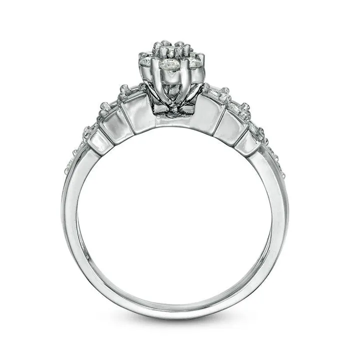063 CT TW Composite Natural Diamond Bridal Engagement Ring Set in Solid 10K White Gold Goldia Rings 063 CT TW Composite Natural Diamond Bridal Engagement Ring Set in Solid 10K White Gold Goldia Rings