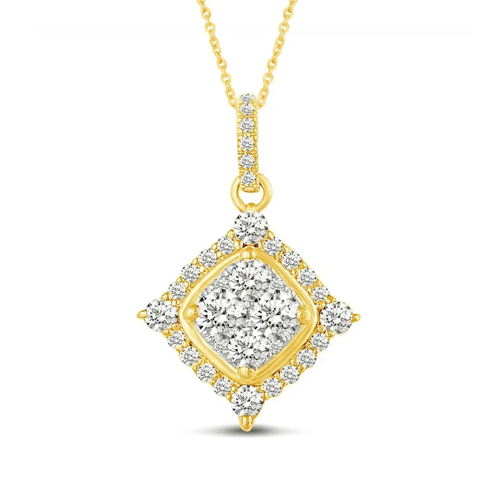 075 CT TW Composite Natural Diamond Tilted Square Frame Pendant in 14K Gold Goldia Necklaces 075 CT TW Composite Natural Diamond Tilted Square Frame Pendant in 14K Gold Goldia Necklaces