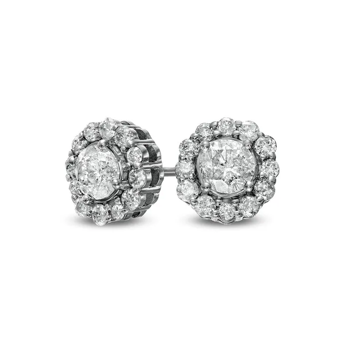 088 CT TW Diamond Frame Stud Earrings in 10K White Gold Goldia Earrings