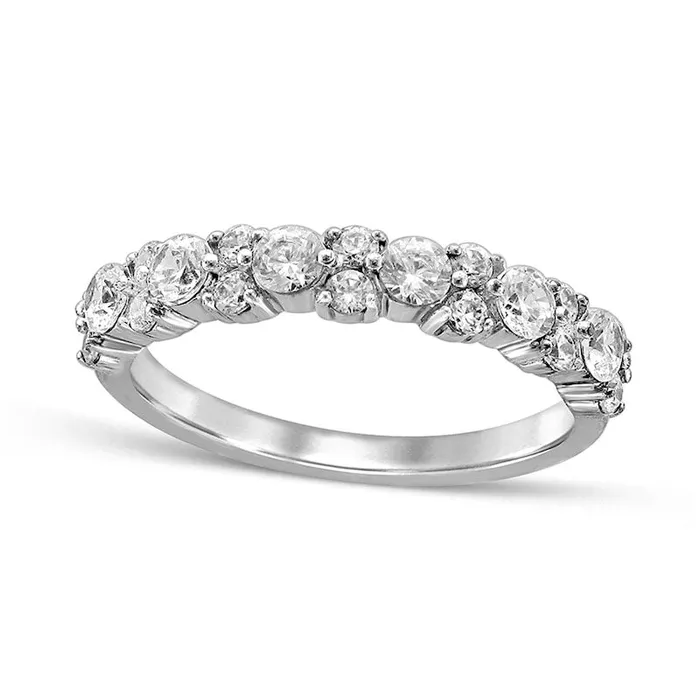 10 CT TW Natural Diamond Anniversary Band in Solid 10K White Gold Goldia Rings