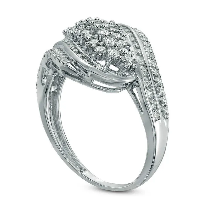 10 CT TW Natural Diamond Wave Ring in Solid 10K White Gold Goldia Rings 10 CT TW Natural Diamond Wave Ring in Solid 10K White Gold Goldia Rings