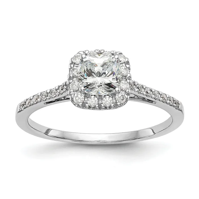 100ct CZ Solid Real 14ktt Cushion Halo Engagement Ring Goldia Rings