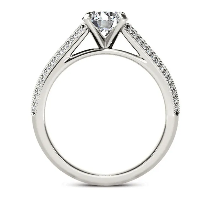 120 CT TW Natural Diamond Frame Double Row Antique VintageStyle Engagement Ring in Solid 14K White Gold Goldia Rings 120 CT TW Natural Diamond Frame Double Row Antique VintageStyle Engagement Ring in Solid 14K White Gold Goldia Rings