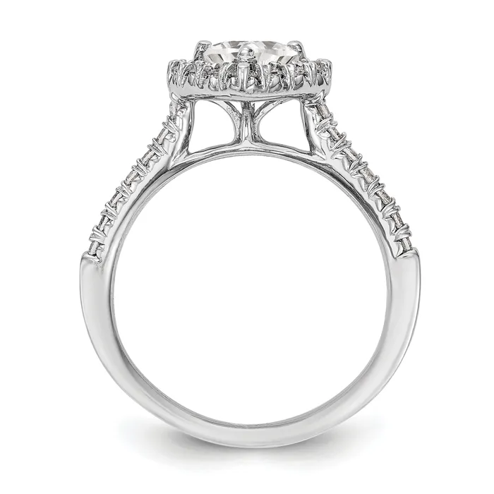 125ct CZ Solid Real 14K White Gold Heart Halo Engagement Ring Goldia Rings