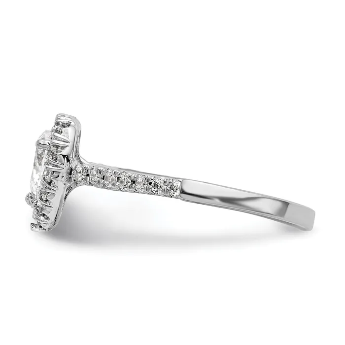125ct CZ Solid Real 14K White Gold Heart Halo Engagement Ring Goldia Rings