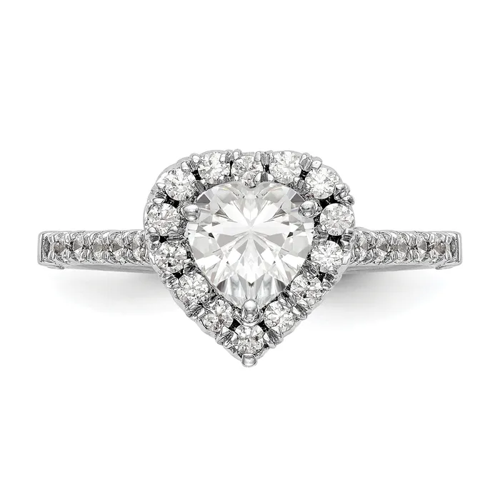 125ct CZ Solid Real 14K White Gold Heart Halo Engagement Ring Goldia Rings