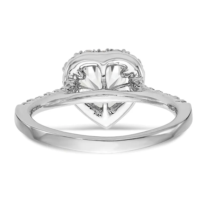 125ct CZ Solid Real 14K White Gold Heart Halo Engagement Ring Goldia Rings