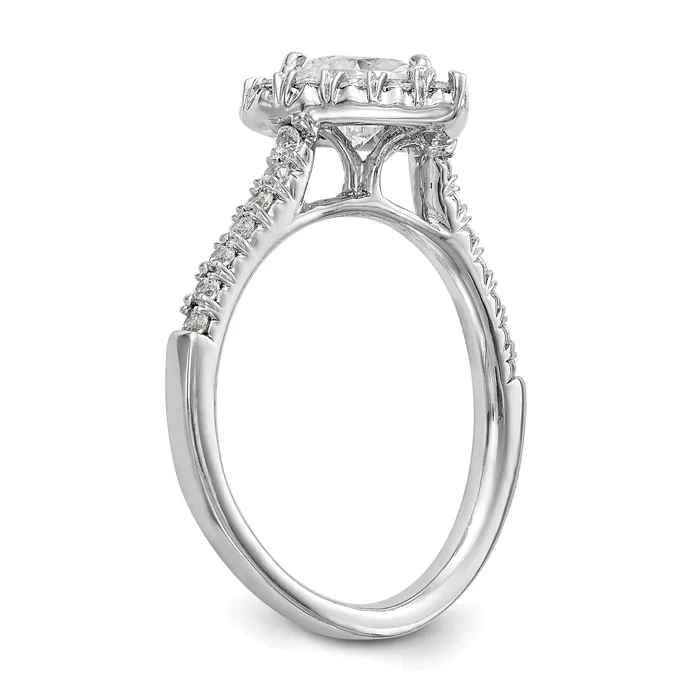 125ct CZ Solid Real 14K White Gold Heart Halo Engagement Ring Goldia Rings