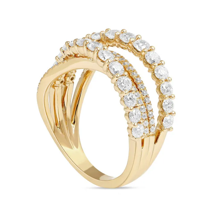 15 CT TW Natural Diamond Layered Crossover Ring in Solid 10K Yellow Gold Goldia Rings 15 CT TW Natural Diamond Layered Crossover Ring in Solid 10K Yellow Gold Goldia Rings