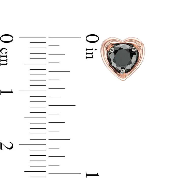 1 CT TW Enhanced Black Diamond Solitaire Heart Stud Earrings in 10K Rose Gold Goldia Earrings 1 CT TW Enhanced Black Diamond Solitaire Heart Stud Earrings in 10K Rose Gold Goldia Earrings