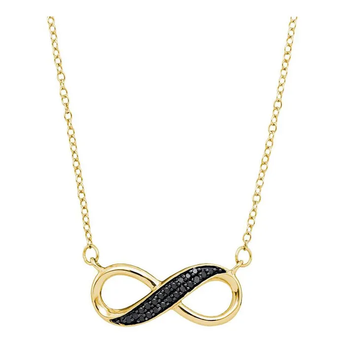 10k Yellow Gold Black Diamond Infinity Pendant Necklace 16 Cttw gndatlanta Necklaces