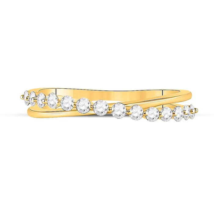 10k Yellow Gold Round Diamond Crossover Stackable Band Ring 13 Cttw gndatlanta Rings