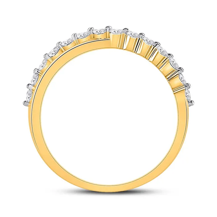 10k Yellow Gold Round Diamond Crossover Stackable Band Ring 13 Cttw gndatlanta Rings
